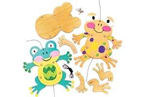 Baker Ross Kits de marionnettes de Grenouilles en Bois (Paquet de 4) -Loisirs créatifs pour Enfants, AT606