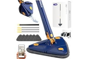 VONALA Trójkątny Mop Do Czyszczenia Obrotowy, Regulowany O 360 Stopni, Wysuwany Mop Do Czyszczenia Ścian Z Mikrofibry Z Długim Uchwytem Do Czyszczenia Ścian Sufitowych, Podłóg, Sufitów, Okien I