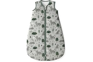 Yoofoss Saco de Dormir para Bébé 1.5 TOG Algodón Todo el año Primavera Otoño Dormir para Unisex Niñas Niños 0-6 Meses Saco de Dormir 67 cm- Zorro