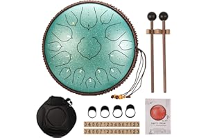 SUBMARINE Steel Tongue Drum Zungentrommel 14 Zoll 15 Tone D-Dur Handpan Drum Schlagzeug (Grün)