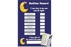 kids2learn Bedtime Reward Chart -Stay in bed all night - Children's Reusable Sticker Chart