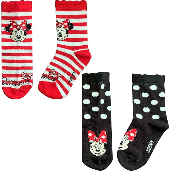 Minnie Mouse Girls' Socks - Novelty Cotton Rich Socks 3 Pairs Multipack