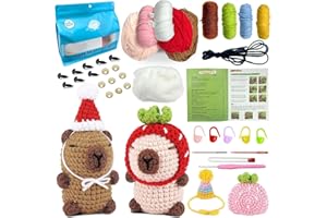 Juvanovo Kit Crochet Capybara, 2 Piezas Capibara Crochet Kit principiantes, Kit Ganchillo Capybara, Kit de Crochet Capibara con Tutoriales en Video, Capybara Regalo para Adultos y Niños