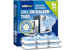 ‎WOLDOCLEAN WoldoClean 2in1 Entkalkungstabletten für Kaffeevollautomaten - 2-Phasen Entkalker gegen Kalk & Korrosion, einzeln verblistert, 6 Tabletten