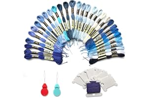 JSJSYO 30 Pieces Embroidery Thread Gradient Embroidery Floss Friendship Bracelets Floss String for Cross Stitch Project (Blue)