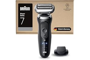 Braun Serie 7 Rasoio Elettrico Barba, Wet&Dry, Regolabarba Uomo, Rasoio Barba, 60 Min Di Utilizzo, Accessorio Rifinitore di Precisione, Senza Fili,100% Impermeabile, Regolabarba Braun, 72-N1200SI,Nero