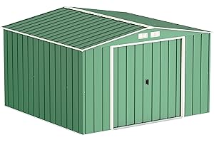 Duramax ECO 10 x 10 (9.16 m²) Metallgerätehaus, feuerverzinktes Metall gerätehaus - Geräteschuppen, verstärkte Dachkonstruktion, wartungsfreier und wetterfester Metallschuppen, Grün
