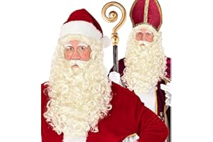 Widmann 10142186 51641-Kostüm Weihnachtsmann, Perücke mit Bart, Schnurrbart, Augenbrauen, Nikolaus, 51641 Costume Wig with Beard, Moustache, Eyebrows, St. Martin, Santa Claus, White, Standard Size