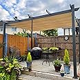 PURPLE LEAF 3 X 4 M Metal Pergola With Retractable Roof, Large Garden Pergola for BBQ, Outdoor and patio, Beige