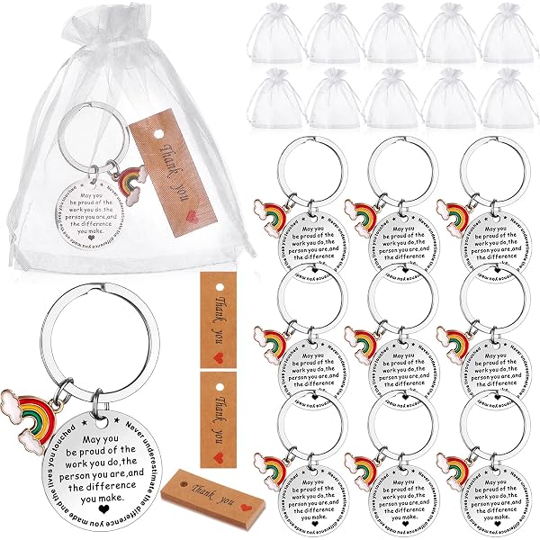 Biglietti Di Ringraziamento 60 Regali Di Apprezzamento Per Dipendenti - Portachiavi Motivazionali, Biglietti E Sacchetti Di Organza Per Infermieri, Insegnanti E Colleghi Kit Ringraziamento Personali - 9