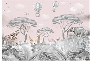 WALLARENA Papel Pintado Infantil Selva Animales - impresión de látex - Incluye Pegamento - Fotomurales Pared Tejido No Tejido Decorativos Murales Fotográfico XXL Moderno Decoración de Paredes (368x254 cm)