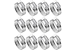 WELHAEPI 12 Pezzi Fascette Stringitubo Regolabile 16-25 mm Acciaio Inox 304, Fascetta Morsetto Stringitubo per Tubi Gas, Acqua, Condotti Fascette a Vite Senza Fine