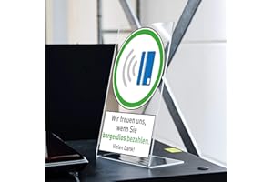 ‎STEMPEL-FABRIK STEMPEL-FABRIK Acrylaufsteller Wir freuen uns, wenn Sie bargeldlos bezahlen. (ca. 200x300 mm)