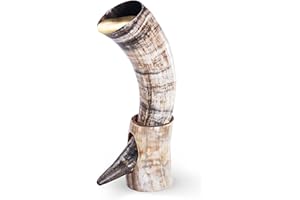Norse Tradesman Corne à Boire Viking Authentique en Corne de Bœuf 50 cm avec Support | Sac Cadeau en Toile de Jute Inclus | Original, Non-Poli, 30 cm