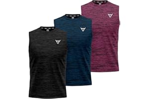 TORO ACTIVA 3 Pack Running Muscle Sleeveless Tank Top for Men Dry-Fit Workout Tops Shirts Training Bodybuilding Vests