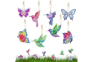 GUUFOO Diamond Painting Schlüsselanhänger 8pcs 5D Diamond Painting Anhänger, Schmetterling Malerei Schlüsselbund, Rhinestone Pasted Diamant Malerei, Kinder Diamant malerei Kits