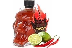 Topline Hot Sauce Gift Set - Extreme Devil’s Head Shaped Glass Bottle Spicy Chilli Sauce - Fiery Gourmet Flavour Hot Collection - Christmas Food Gifts for BBQ Lovers, Foodies, Friends and Family