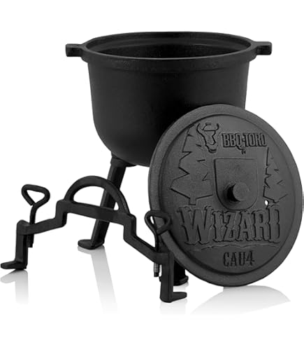 TALK-POINT TP BBQ Potjie Kettle, South African Frying Pan Made of Cast Iron, Dutch Oven with Lid and Feet, Three-legged Stew Pan for Stewing, Cooking, as Camping Accessory for Outdoor Cooking, Approx TALK-POINT TP BBQ Potjie Kettle, South African Frying Pan Made of Cast Iron, Dutch Oven with Lid and Feet, Three-legged Stew Pan for Stewing, Cooking, as Camping Accessory for Outdoor Cooking, Approx