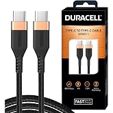Duracell Usb Type C To Type C USB Cable 4A(60W) Braided Sync& Charging Cable,Compatible With Mobile,Laptop,Tablets&Macbook,3.