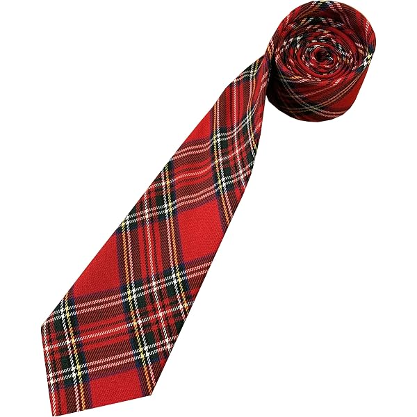 King & Priory Cravatta Scozzese Rossa Per Ragazzi: Morbido Tessuto Tartan, Lunghezza 112cm - 2
