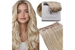 RUNATURE Blonde Clip in Hair Extensions Real Human Hair 12 Inch Human Hair Extensions Clip in Blonde Hair Extension Straight Remy Clip in Ectensions 50 Gram 3PCS #18AP60