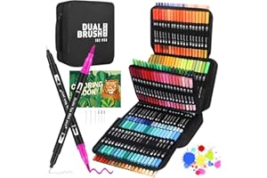 Sonlaryin Feutres Coloriage Adulte, 192 Stylos à Colorier Stylos Pinceaux à Double Pointe Pinceaux Marqueurs d'art Calligraphie Lettrage Feutre pour Coloriage, Dessin, Création Artistique