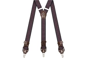 Kohentact Braces for Men with Clip and Button Attachment Options, Includes 6 Buttons, 1.4 Inch Width Y-Shape for Heights up to 6'7", Stainless Steel, XL Elasticity Adjustment Suspenders