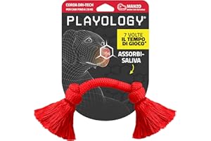 Playology Corde à mâcher Dri-Tech pour Chiens de Taille Moyenne (7-16 kg) | Jouet Stimulant pour Chiens au Parfum bœuf 100% Naturel pour Les mâcheurs endurcis | Facile à Nettoyer et Non Toxique