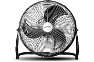 OZAVO Standventilator, Windmaschine ⌀35/45/50 cm mit 3 Laufgeschwindigkeiten, Bodenventilator Power, Tischventilator Metall, Luftkühler, verstellbare Neigungswinkel, 50/80/100 W (Schwarz45cm)