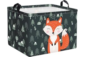 Clastyle Ceste Biancheria Animale Forestale Singolo per Bambini Cestino Portaoggetti Giocattoli Pieghevole per Ragazzi Ragazze (Volpe, 40*30*30 cm)