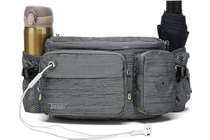 TUDEQU Running Waist Bag Fanny Pack Bum Bag with Two Invisible Bottle Holder for Men Women (Dark Grey)