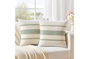 Fancy Homi Zestaw 2 dekoracyjnych poszewek na poduszki w stylu boho, 45 x 45 cm, do salonu, sypialni, na kanapę, łóżko, sofę, krzesło, rustykalna poszewka na poduszkę w stylu retro, 45 x 45 cm,