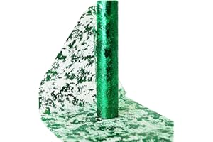 Vagasi Table Runner 29cm x 10m Green Metallic Glitter Table Runner Roll Thin Foil Long Table Decoration DIY Easy to Trim for Wedding, Birthday, Baby Shower, Bridal Shower