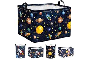 Clastyle Panier Rangement Espace Panier à Linge Cosmique Boite de Rangement Parent pour Organiser Jouet Vêtements,Planète,40x30x30 cm