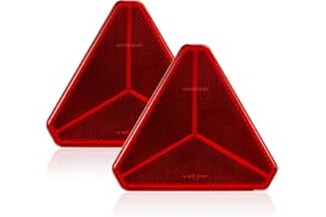 Yuanjoy 2 Pcs Car Trailer Red Reflector Triangles - Adhesive, E9 Approved Class 02 IIIA Triangle Reflector for Road Traffic