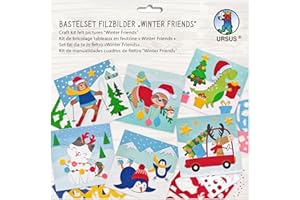 Ursus 8800003F - Bastelset Filzbilder Winter Friends, Set aus Motivkarten, Filzstanzteilen und Wackelaugen, inkl. Schritt für Schritt Anleitung