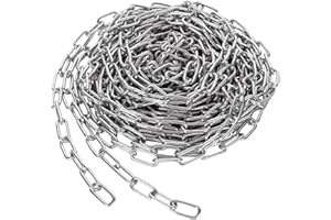 JMIATRY 5 Metres Length 304 Stainless Steel Chain, 3mm Heavy Duty Chain Links, Galvanized Steel Welded Link Chains Lift for Fence Gate, Garage Doors, Swing Chains and Bicycle Security Lock