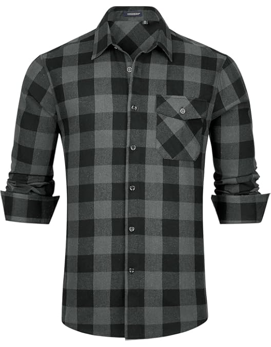 Essentials Men's Flanellen overhemd met lange mouwen (verkrijgbaar in grote en lange maten), Veelkleurig Geruit, M