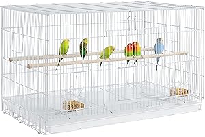 Yaheetech Wide Flight Bird Cage for Small Birds Budgies/Parrots/Cockatiels/Parakeets/Conures/Lovebirds White