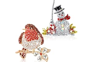 Otuuz 2 Pcs Christmas Robin and Snowman Brooch Set 2 x 2 Inch Christmas Robin Brooch Pin for Women Girls Boutique Xmas Jewellery Gift