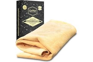 Peau De Chamois Naturelle Qualité Premium Large Carmax – Fabriqué en Europe - Parfait pour Sécher Les Fenêtres, Miroirs, Intérieurs Et Extérieurs, Super Douce Et Hautement Absorbante