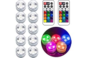VK Small Submersible LED Light with Remote Control,Mini LED Light,Waterproof Tea Light,Underwater Light,flameless Candle for vase,Fish Tank,hot tub, Swimming Pool,Party, Wedding,Christmas Deco