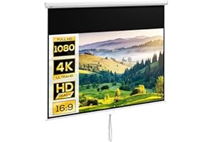 HOMCOM Telo Proiettore da 100 Pollici 4K HD Formato 16:9 con Fissaggio a Muro e Soffitto, Schermo Proiettore in Metallo, Grandangolo di 160 Gradi, per Casa, Home, Cinema, Esterno, Bianco