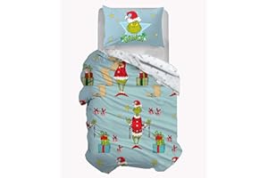 hermet Grinch komplet pościeli na łóżko pojedyncze ze 100% bawełny, 1-osobowy komplet pościeli, worek + poszewka na poduszkę