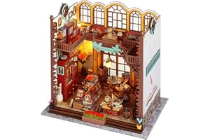 RONSTONE DIY Magic Bookstore Book Nook Kit, DIY Miniature Dollhouse Kit with Furniture and LED Light, Model Building Kits for Adults, 3D Puzzle Wooden Art Bookshelf Creative Gift for 14 Year Up