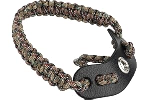 Sunya Sangle de Poignet pour tir à l'arc – Sangle légère en paracorde 550 – Empiècement en Cuir véritable Non Fendu comme Support – Boucle Compatible avec stabilisateurs d'arc recourbés et composés