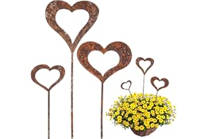 EUIOOVM Lot de 3 Piquets de Jardin en Métal Rouillé, Décoration Fer Forgé pour Jardin, Déco Jardin Métal Rouillé pour Jardin, Parterre De Fleurs - Décoration de Jardin