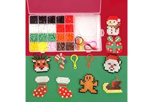 BOUTIKS Set Perline da Stirare Natale - 2000 Perline da Stirare 5mm con 13 Motivi Natalizi | Include Tavoletta, Carta da Forno & Scatola Regalo | per Bambini da 6 Anni in su