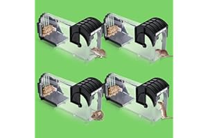 EGOFLYYA 4 X Humane Mouse Traps for Indoors Outdoors, Upgraded Duty Pest Trap for Catch Alive, Fast Acting, Effective, Reusable & Touchless Easy Use Mice Trap, Comes with 2 Cleaning Brushs &Instruction Manual