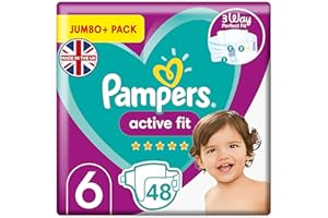 PANTENE Pampers Baby Nappies Size 6 (15+ kg / 33 lbs), Active Fit, 48 Count, JUMBO+ PACK, 360 Degree Comfort Fit